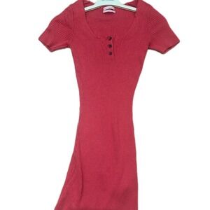 Urban Outfitters Coral/ Red‎ ribbed knit mini dress with button detail size XS